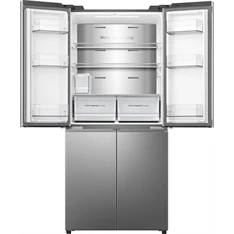 Hisense RQ5P470SYID szürke, négyajtós, Hűtő:304L, Fagyasztó:179L, Total No frost hűtőszekrény