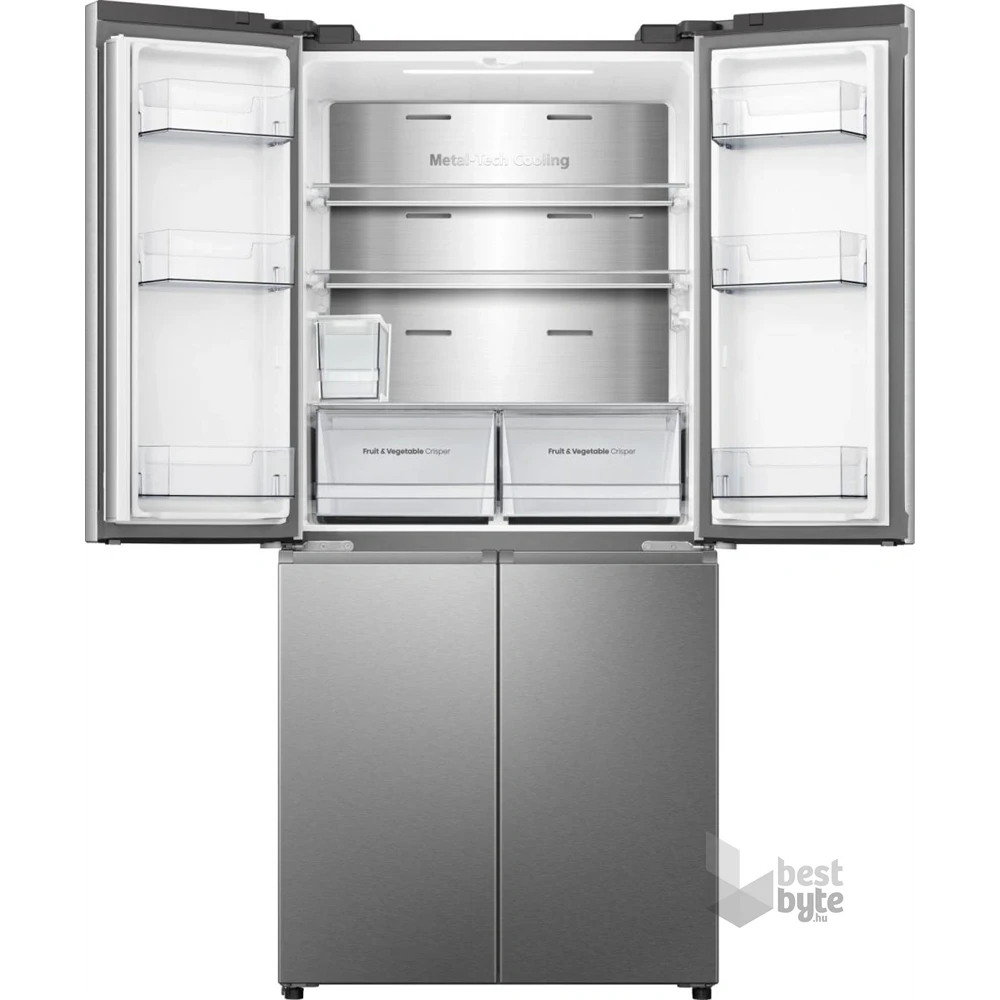 Hisense RQ5P470SYID szürke, négyajtós, Hűtő:304L, Fagyasztó:179L, Total No frost hűtőszekrény