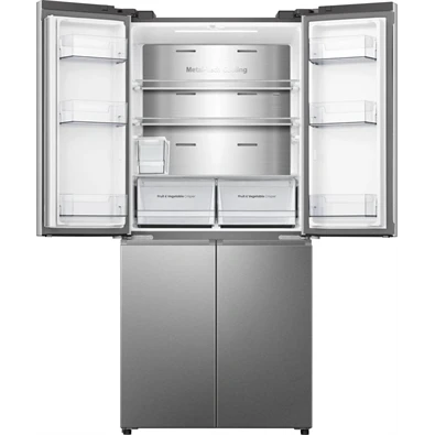Hisense RQ5P470SYID szürke, négyajtós, Hűtő:304L, Fagyasztó:179L, Total No frost hűtőszekrény