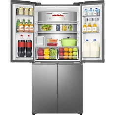 Hisense RQ5P470SYID szürke, négyajtós, Hűtő:304L, Fagyasztó:179L, Total No frost hűtőszekrény