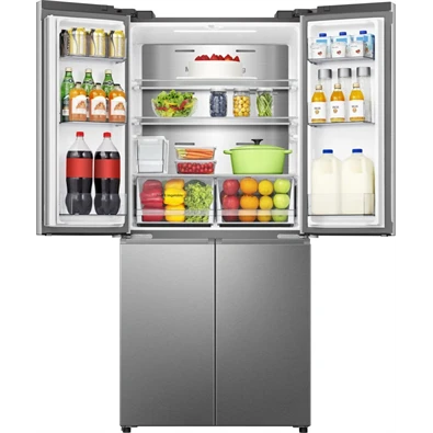 Hisense RQ5P470SYID szürke, négyajtós, Hűtő:304L, Fagyasztó:179L, Total No frost hűtőszekrény