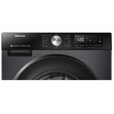Hisense WF3S8043BB3 fekete, elöltöltős, max.1400ford., 8 kg, mosógép