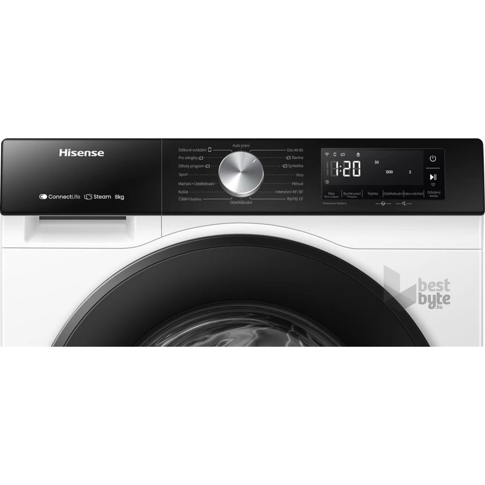 Hisense WF3S8043BW3 fehér, elöltöltős, max.1400ford., 8 kg, mosógép