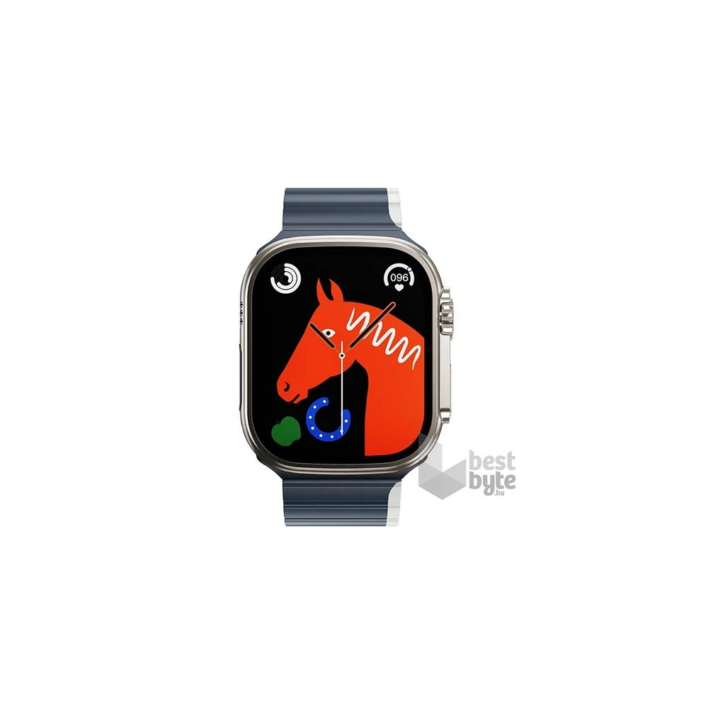 Hoco AS102_42_44_45_49_BLUE Apple Watch Ultra 2 49mm / Ultra 49mm /Series 9 45mm sötétszürke/világoskék szilikon óraszíj