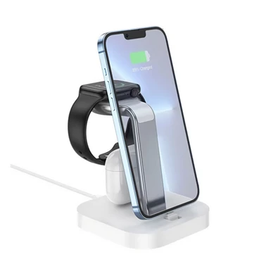 Hoco CW43_W 3in1 5W Apple Watch/iPhone fehér vezeték nélküli asztali töltőállvány