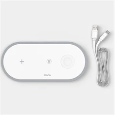 Hoco CW24 Apple 3in1 fehér vezeték nélküli töltő állomás
