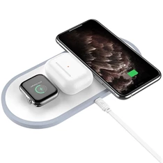 Hoco CW24 Apple 3in1 fehér vezeték nélküli töltő állomás