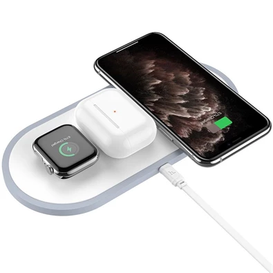 Hoco CW24 Apple 3in1 fehér vezeték nélküli töltő állomás