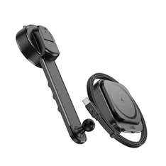 Hoco HW24 15W MagSafe 4,5-7" fekete műszerfalra vezeték nélküli autós töltő és tartó + Type-C kábel