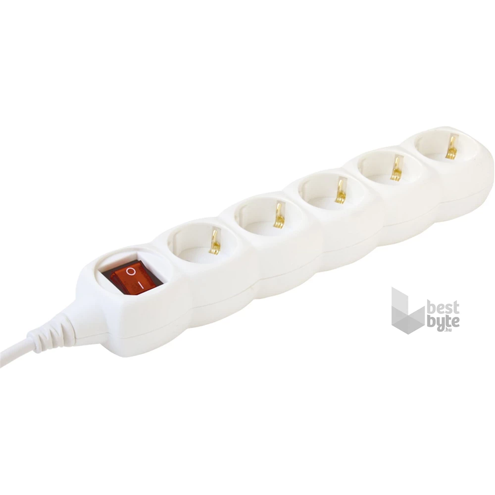 Home NV 5K/WH 5 aljzat 1,5 méter 3x1mm2  fehér kapcsolós elosztó