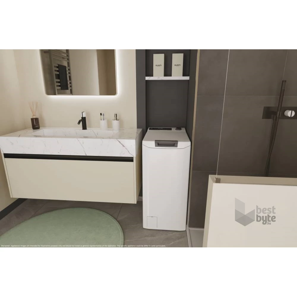 Hoover THOS476TM5 fehér, felültöltős, max.1400ford., 7 kg, mosógép