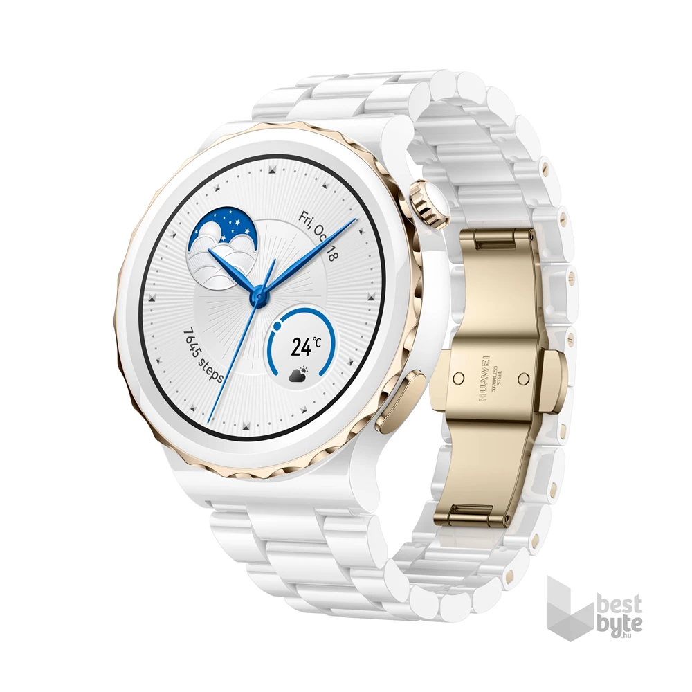 Huawei Watch GT 3 Pro (43mm) fehér fém pántos fehér okosóra