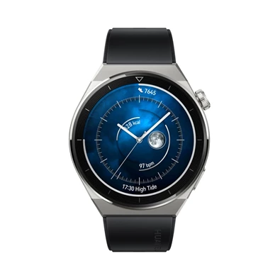 Huawei Watch GT 3 Pro (46mm) fekete szilikon pántos ezüst okosóra (Újracsomagolt)