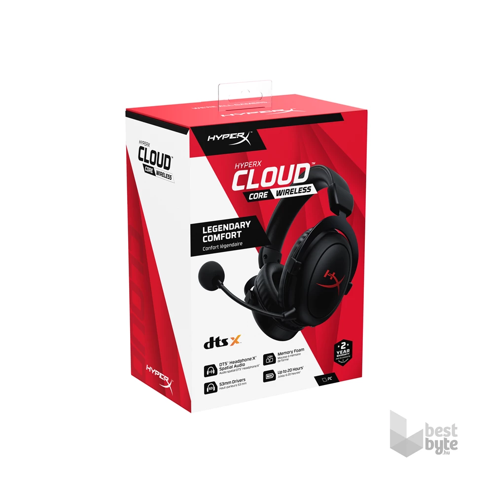 HyperX Cloud Core Wireless fekete gamer headset