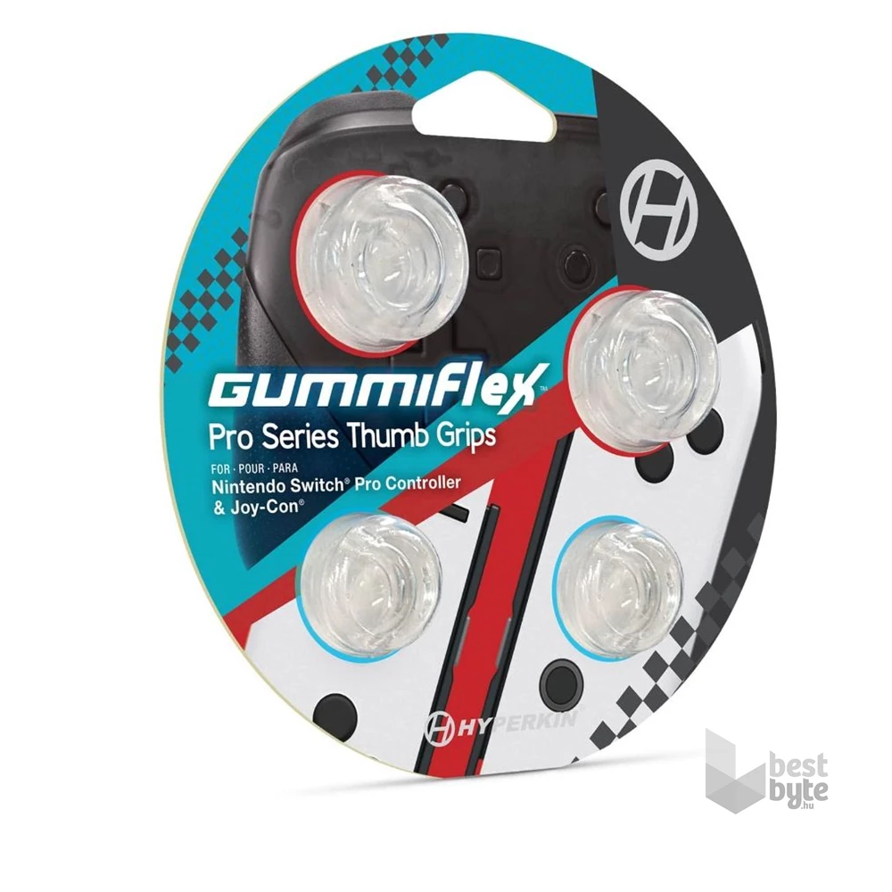 Hyperkin M07534-SW GummiFlex Nintendo Switch átlátszó hüvelykujj csúszásgátló (4 db)