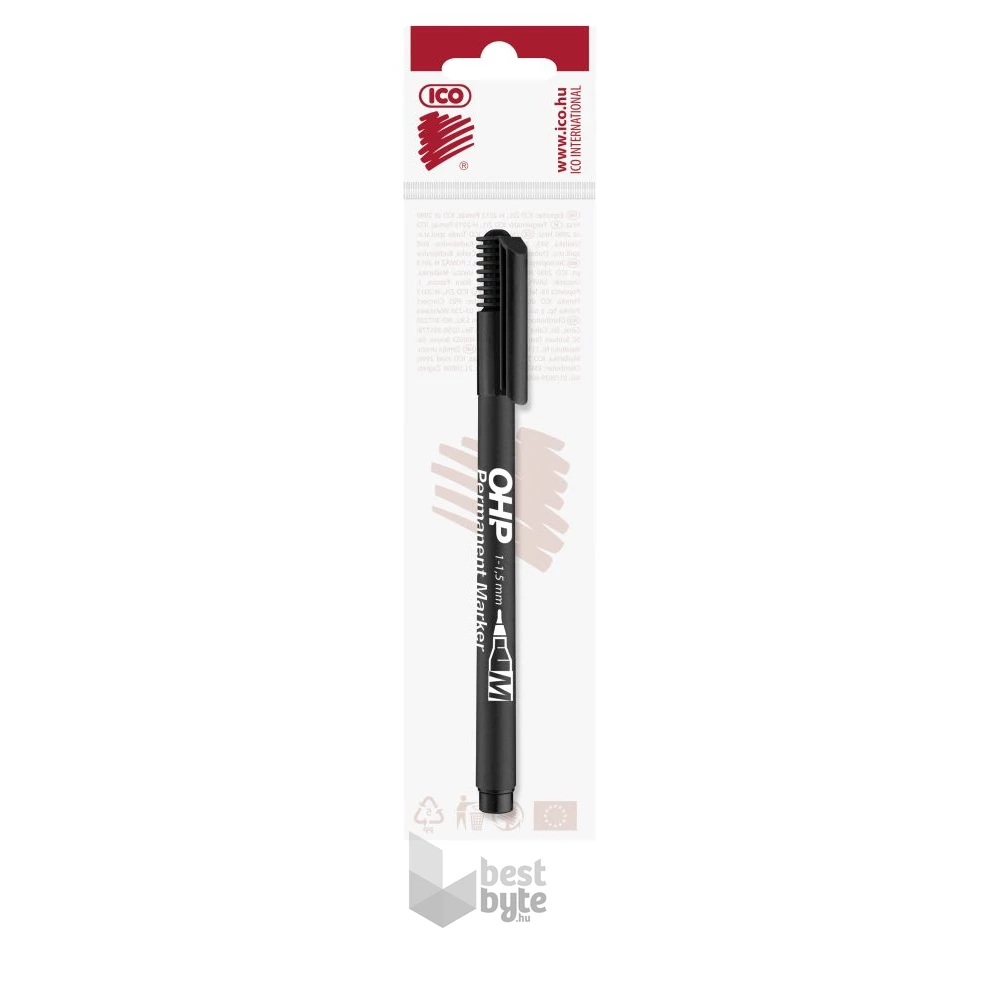 ICO OHP M 1-1,5mm BL fekete permanent marker