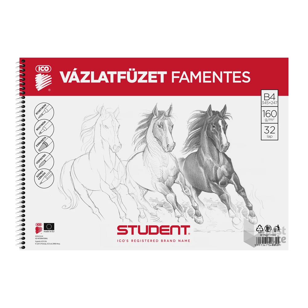ICO Student B4 famentes vázlatfüzet