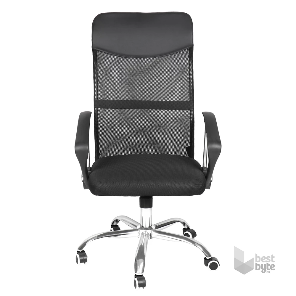 IRISOffice AURORA BLACK fekete, szövet-hálós, magas háttámlás irodai forgószék (Használt - B)