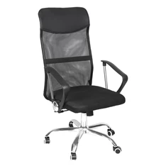 IRISOffice AURORA BLACK fekete, szövet-hálós, magas háttámlás irodai forgószék (Használt - B)