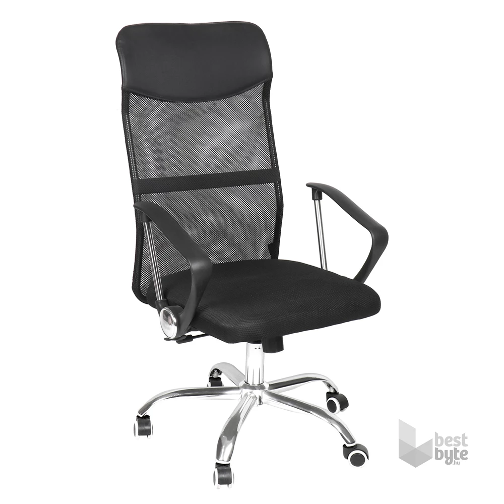 IRISOffice AURORA BLACK fekete, szövet-hálós, magas háttámlás irodai forgószék (Használt - B)