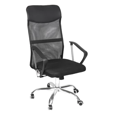 IRISOffice AURORA BLACK fekete, szövet-hálós, magas háttámlás irodai forgószék (Használt - B)
