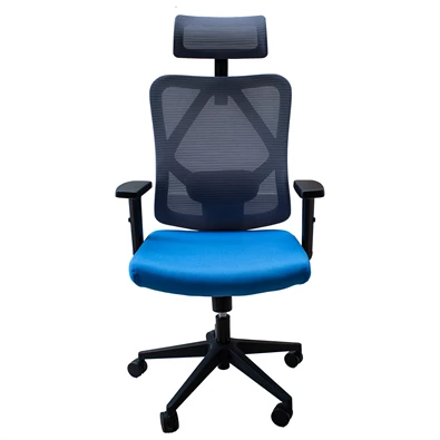 IRISOffice Eclipse kék/szürke ergonómikus, szövet-hálós irodai forgószék fej és háttámasszal