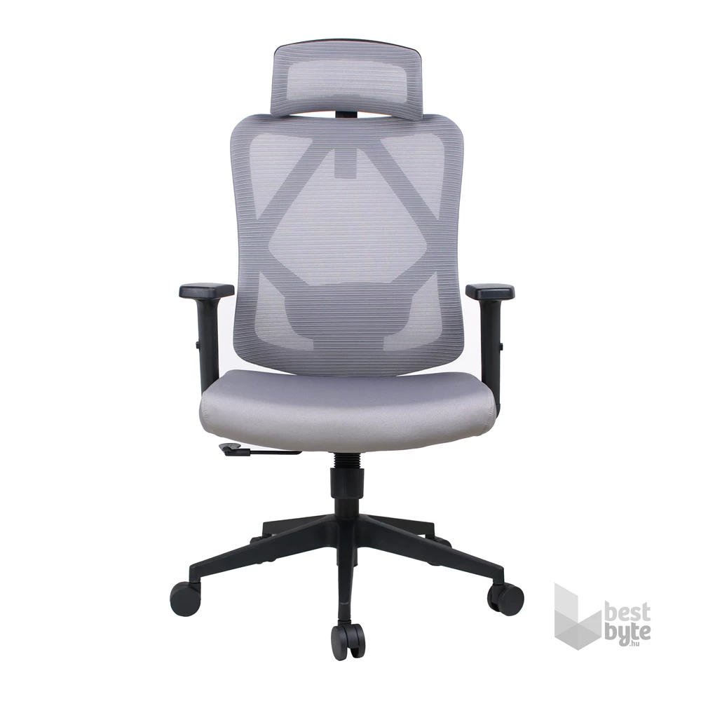 IRISOffice Eclipse szürke ergonómikus, szövet-hálós irodai forgószék fej és háttámasszal
