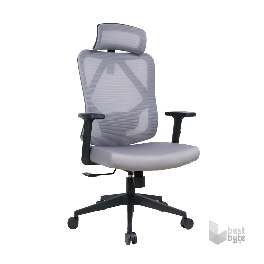IRISOffice Eclipse szürke ergonómikus, szövet-hálós irodai forgószék fej és háttámasszal