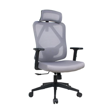 IRISOffice Eclipse szürke ergonómikus, szövet-hálós irodai forgószék fej és háttámasszal