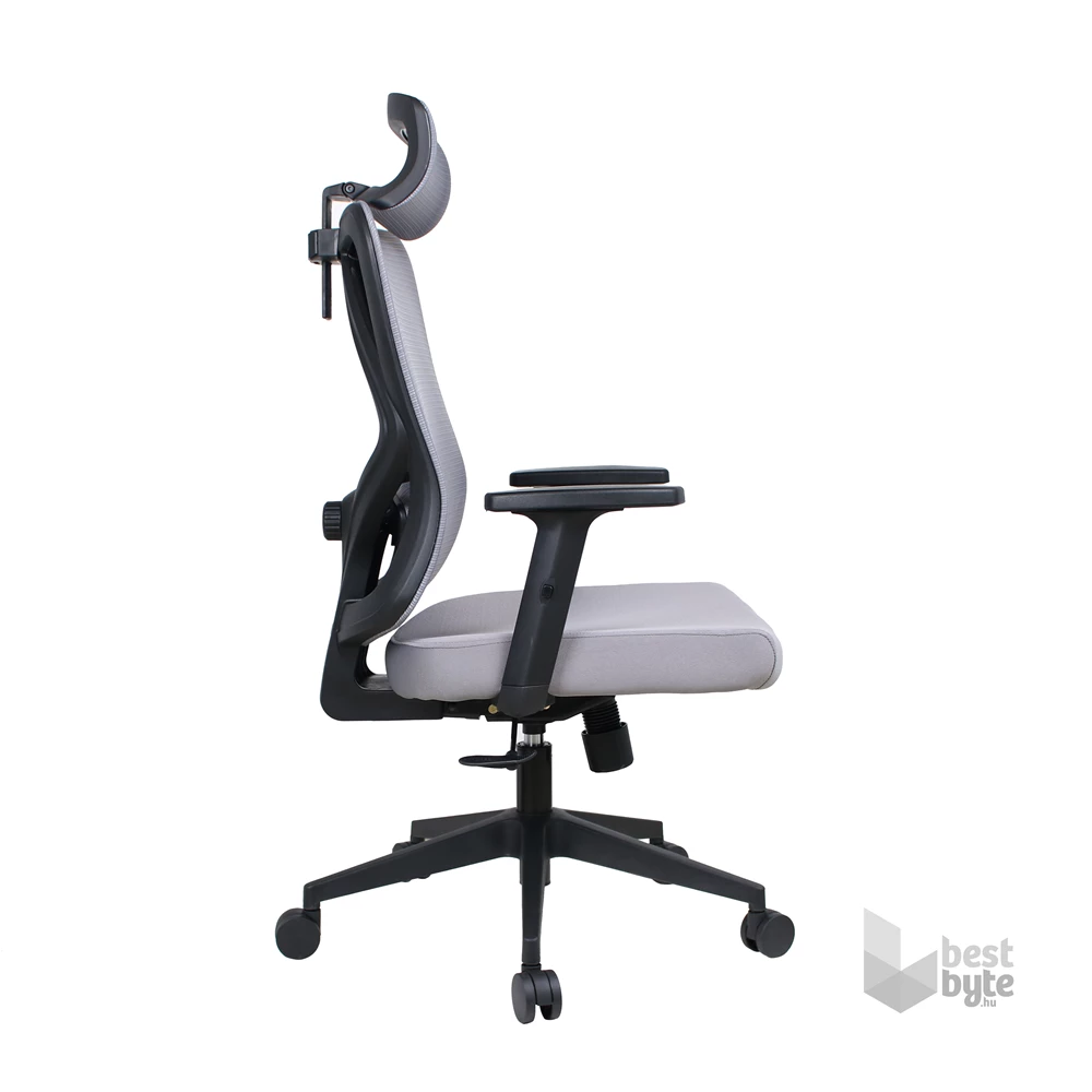 IRISOffice Eclipse szürke ergonómikus, szövet-hálós irodai forgószék fej és háttámasszal