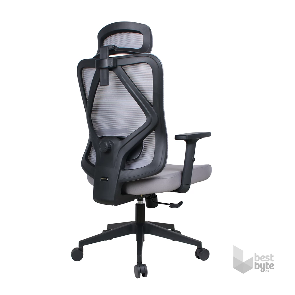 IRISOffice Eclipse szürke ergonómikus, szövet-hálós irodai forgószék fej és háttámasszal