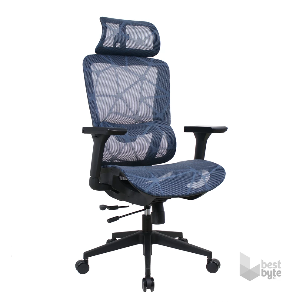 IRISOffice Helix kék ergonómikus, szövet-hálós irodai forgószék fej és háttámasszal