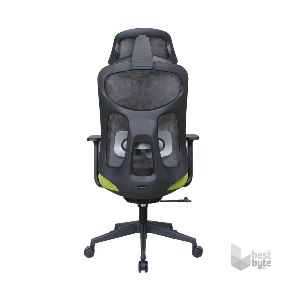 IRISOffice Mirage zöld/fekete ergonómikus,  szövet-hálós irodai forgószék fej és háttámasszal