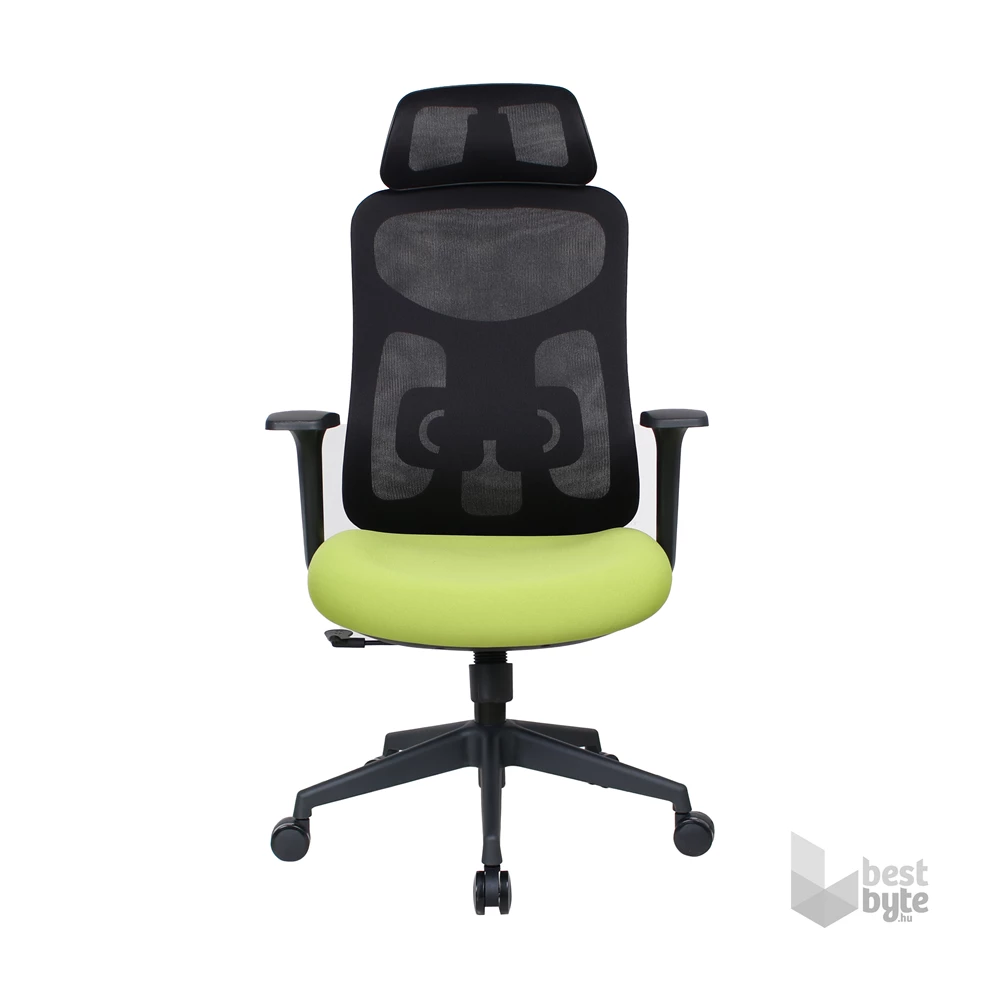 IRISOffice Mirage zöld/fekete ergonómikus,  szövet-hálós irodai forgószék fej és háttámasszal