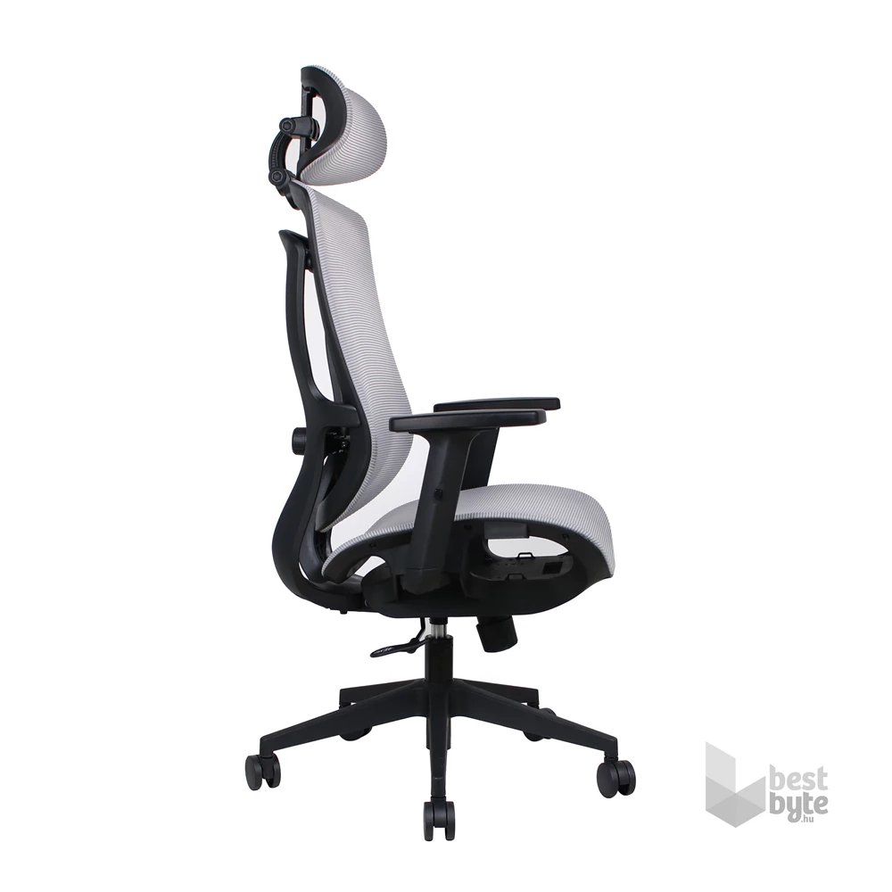 IRISOffice Nimbus szürke ergonómikus, szövet-hálós irodai forgószék fej és háttámasszal