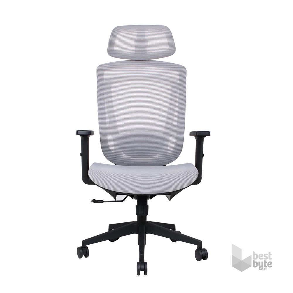 IRISOffice Nimbus szürke ergonómikus, szövet-hálós irodai forgószék fej és háttámasszal