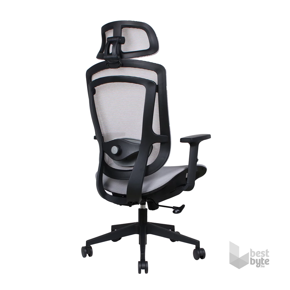 IRISOffice Nimbus szürke ergonómikus, szövet-hálós irodai forgószék fej és háttámasszal
