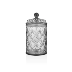 IRIS Barocco műanyag tároló 18cm magas, átlátszó, füstös és rózsaarany színű HP-2001