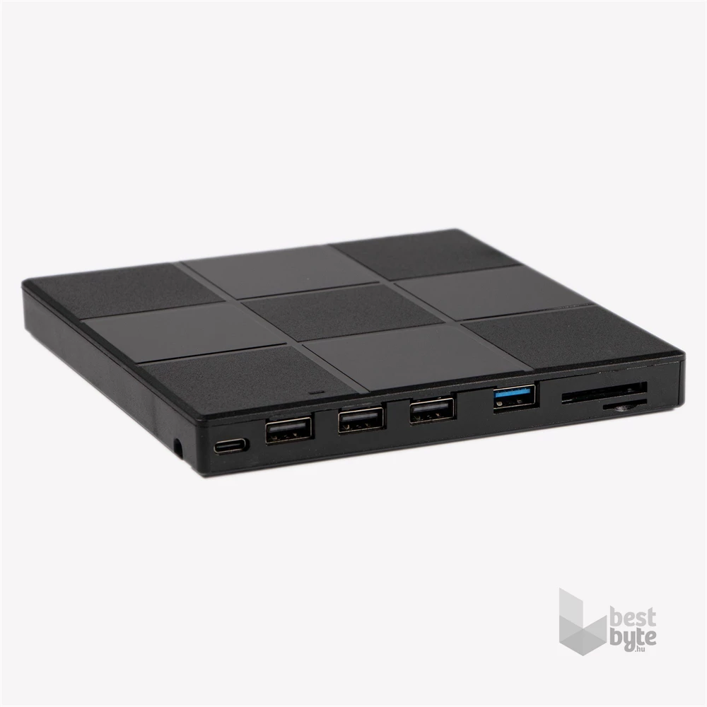 IRIS CUBE EXTERNAL külső DVD író, 8in1, USB 3.0, Read/write:CD/VCD/DVD, tálcás, DVD-RW, fekete