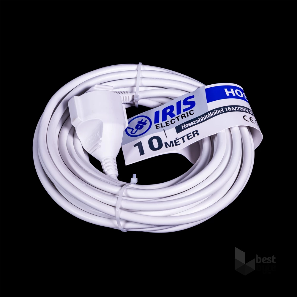 IRIS Electric IEEC-10M-16A/230V Hosszabbító 10 méteres 16A/230V, IP20, fehér
