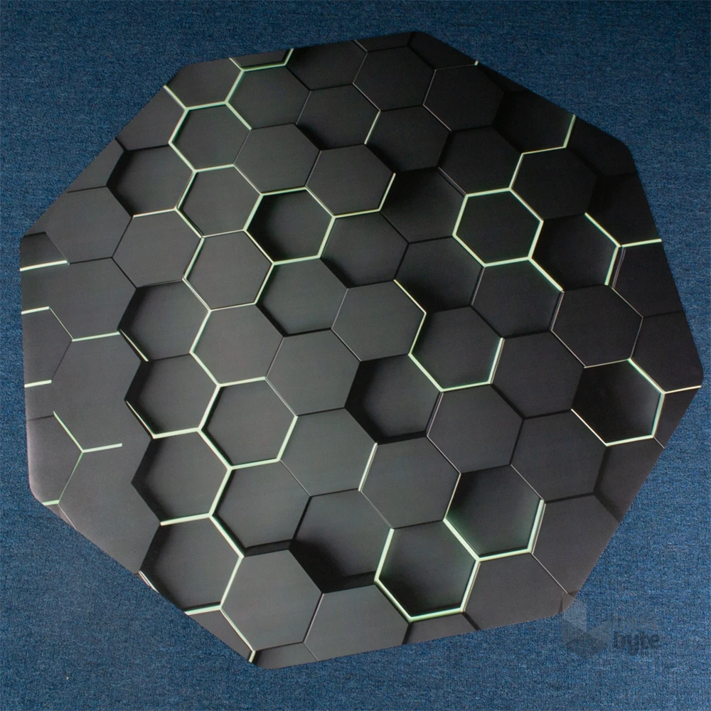 IRIS GAMER 3D HEXAGON  118x118cm, 2mm vastag, hatszög mintás szögletes padlóvédő székalátét