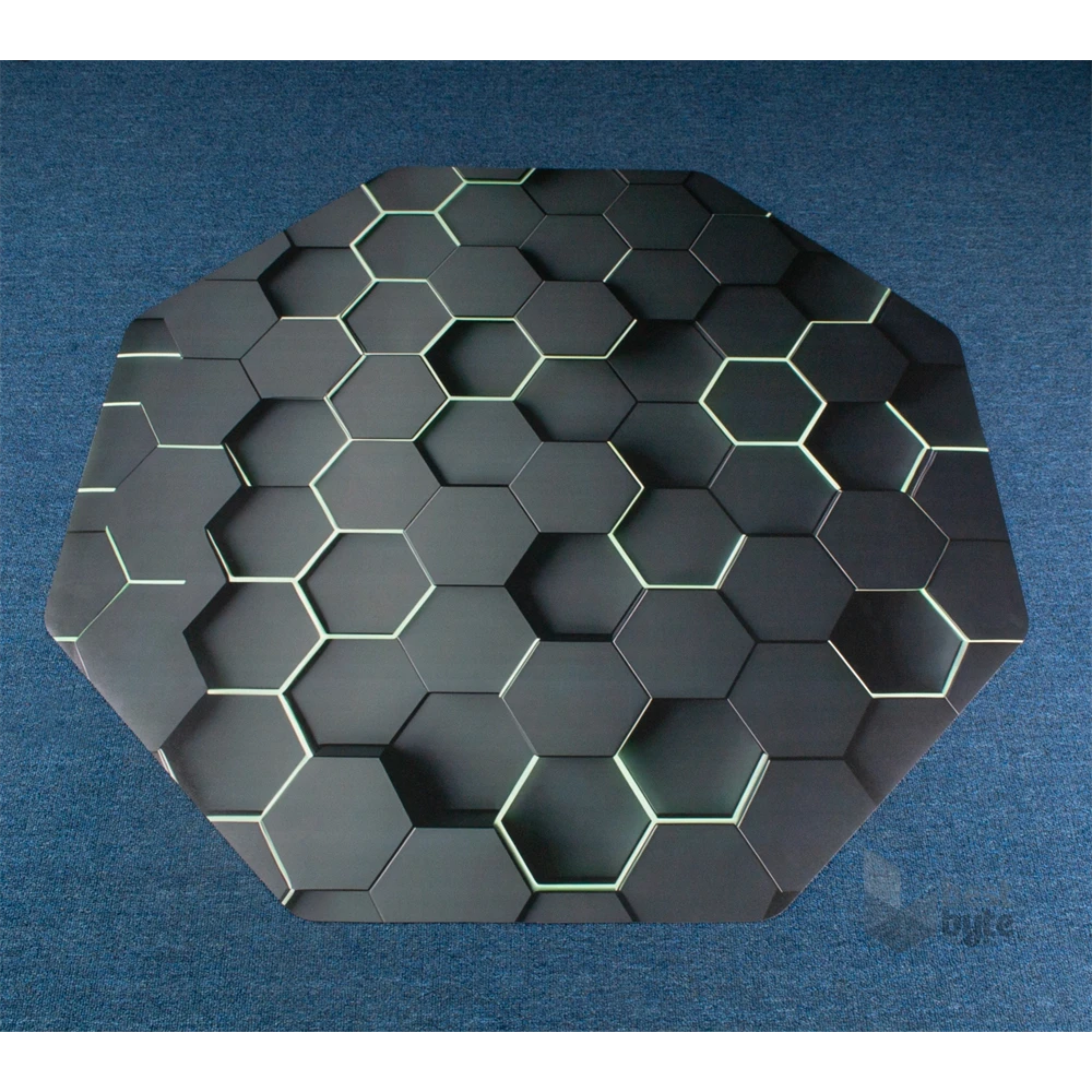 IRIS GAMER 3D HEXAGON  118x118cm, 2mm vastag, hatszög mintás szögletes padlóvédő székalátét