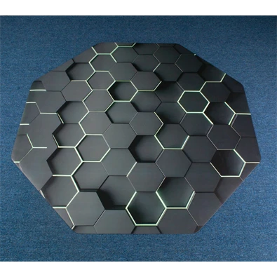 IRIS GAMER 3D HEXAGON  118x118cm, 2mm vastag, hatszög mintás szögletes padlóvédő székalátét