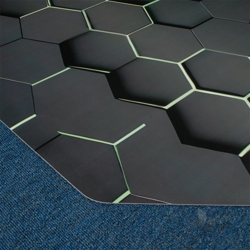 IRIS GAMER 3D HEXAGON  118x118cm, 2mm vastag, hatszög mintás szögletes padlóvédő székalátét
