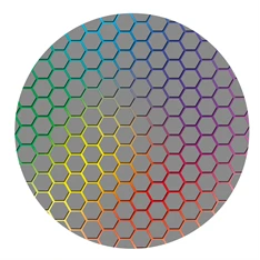 IRIS GAMER RAINBOW HEXAGON 120cm átmérőjű, 2mm vastag, hatszög mintás kerek padlóvédő székalátét
