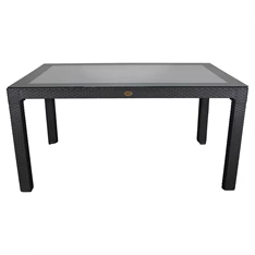 IRIS GF-220A ECO antracit műanyag kerti asztal rattan üveglappal 90x150cm