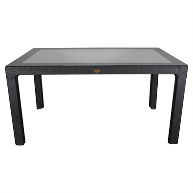 IRIS GF-220A ECO antracit műanyag kerti asztal rattan üveglappal 90x150cm
