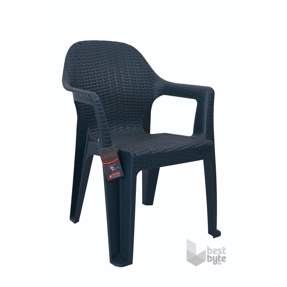 IRIS GF-900A Polo antracit műanyag rattan karfás kerti szék (Használt - A)