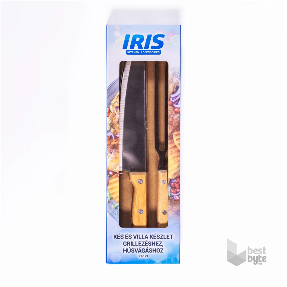 IRIS KT-179 kés és villa készlet grillezéshez, húsvágáshoz