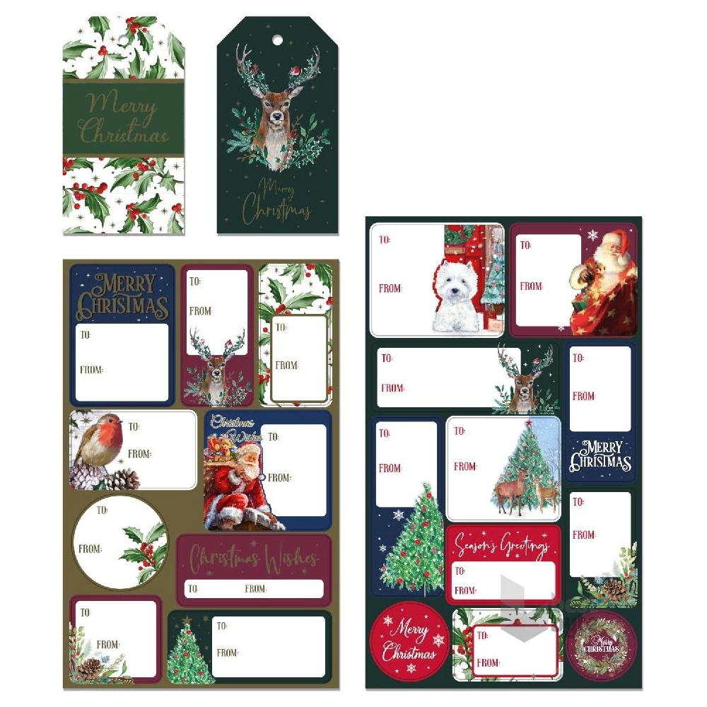 IRIS Karácsonyi ajándék kísérő címke/kártya, 55db/csomag, többféle méret/csomag
